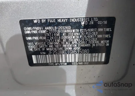 2016 Subaru Forester 2.5I Limited из США, поврежденный, VIN JF2SJAKC1GH535080